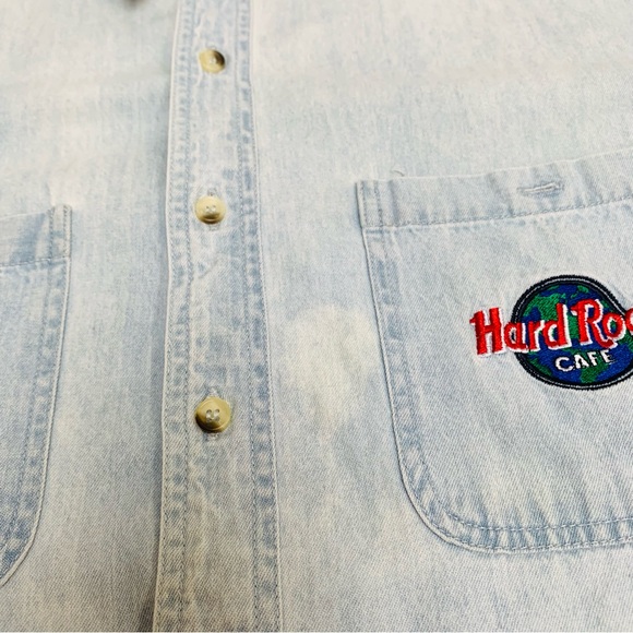 Vintage Hard Rock Cafe NY faded lightweight cotton denim mens size large - Picture 10 of 15